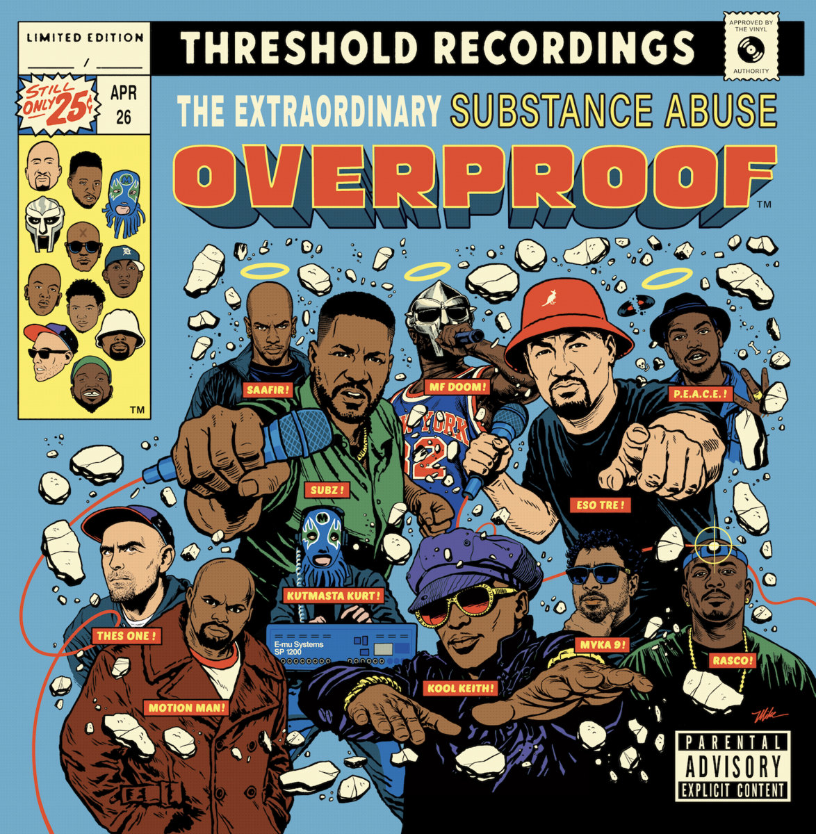 Overproof 20th Anniversary album artwork by Mike Gilbert for Substance Abuse