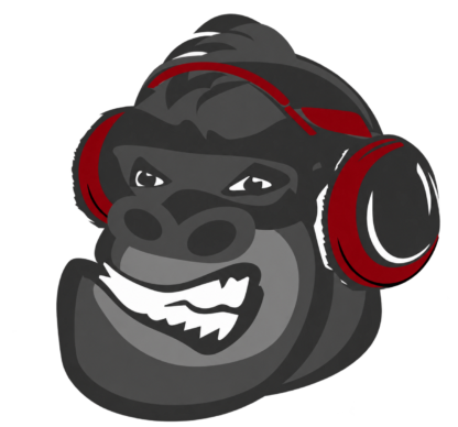 Exposed Vocals gorilla wearing headphones