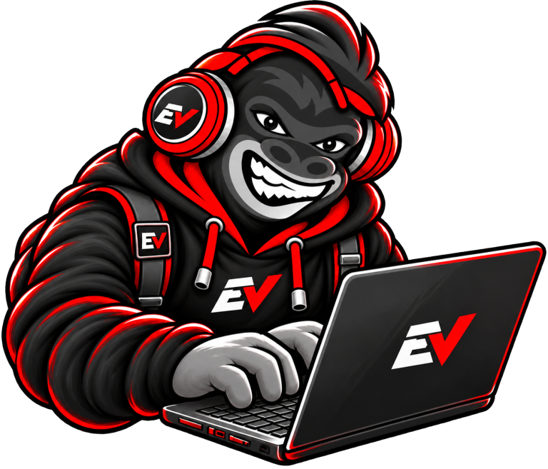 EV gorilla mascot writing on a laptop — Press Release Writing Kit